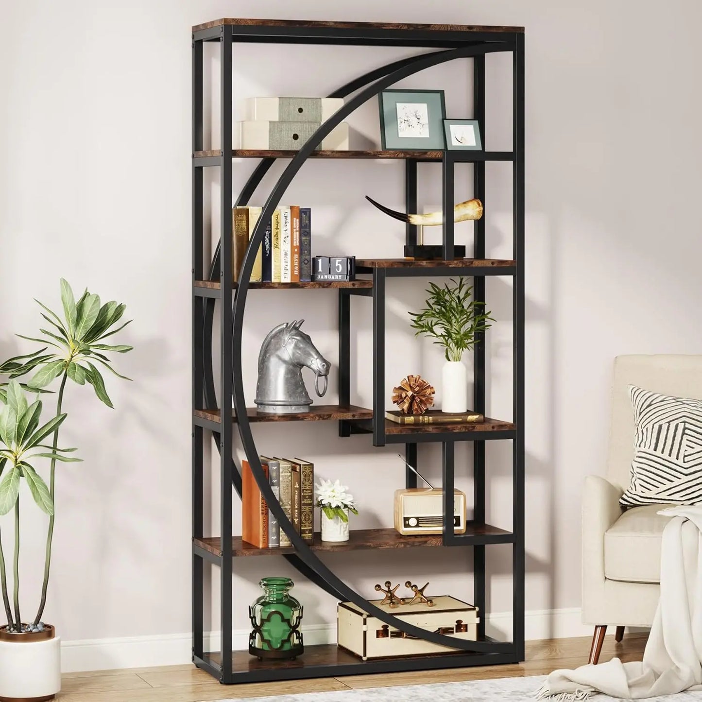 Little Tree Industrial FiveTier Etagere Bookcase Display Shelf