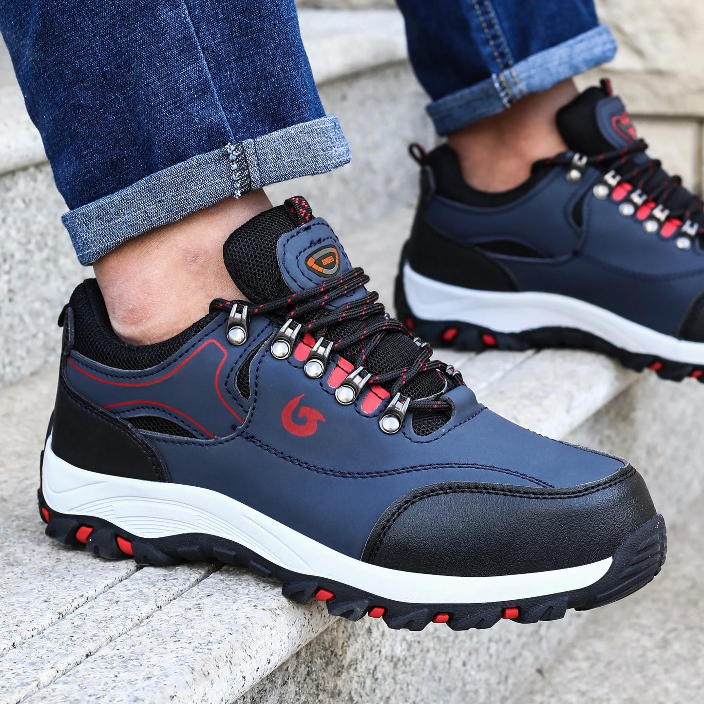 Manlegu Men's Steel Toe Safety Shoes Anti-Puncture Non-Slip Boots