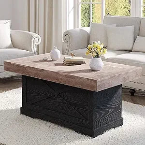 Rustic Coffee Table With X Design Pedestal For Living Room