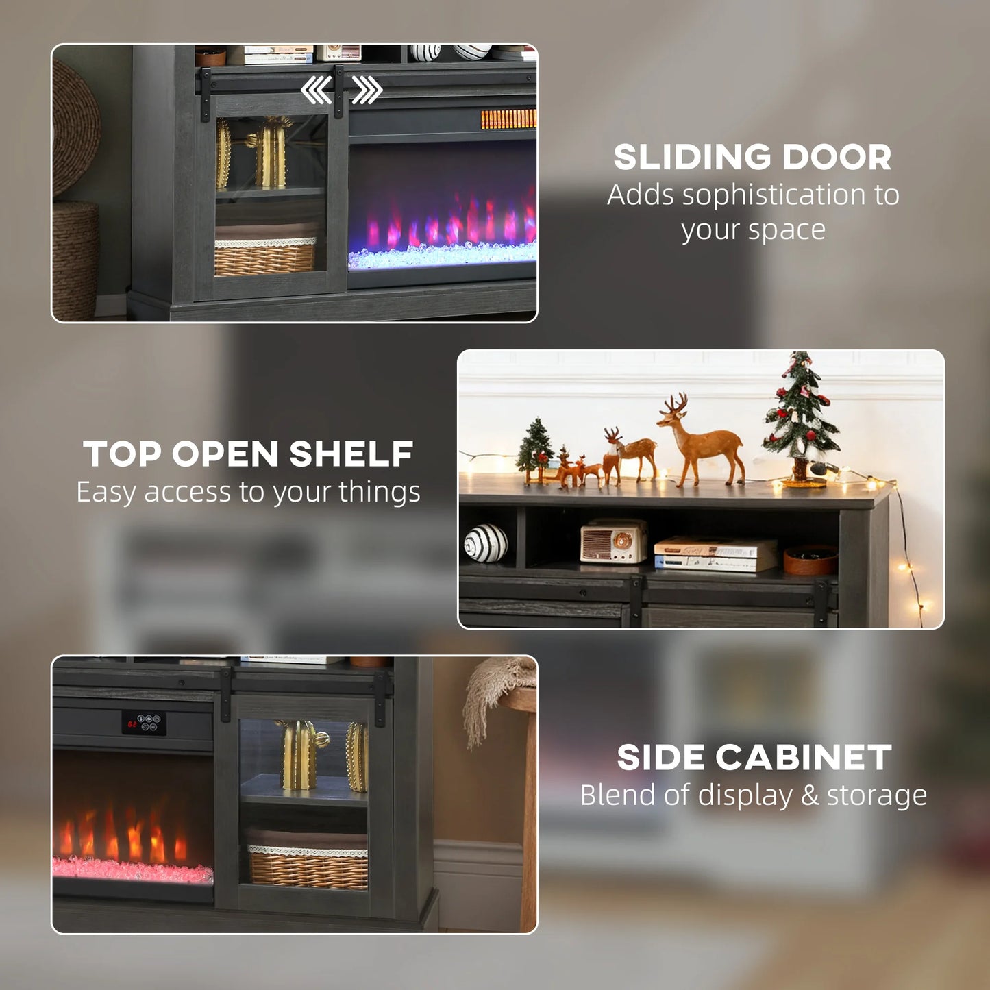 HOMCOM Modern Entertainment Center With Electric Fireplace