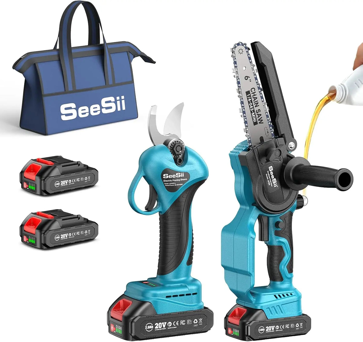 Seesii Brushless Electric Chainsaw And Pruning Shears Combo