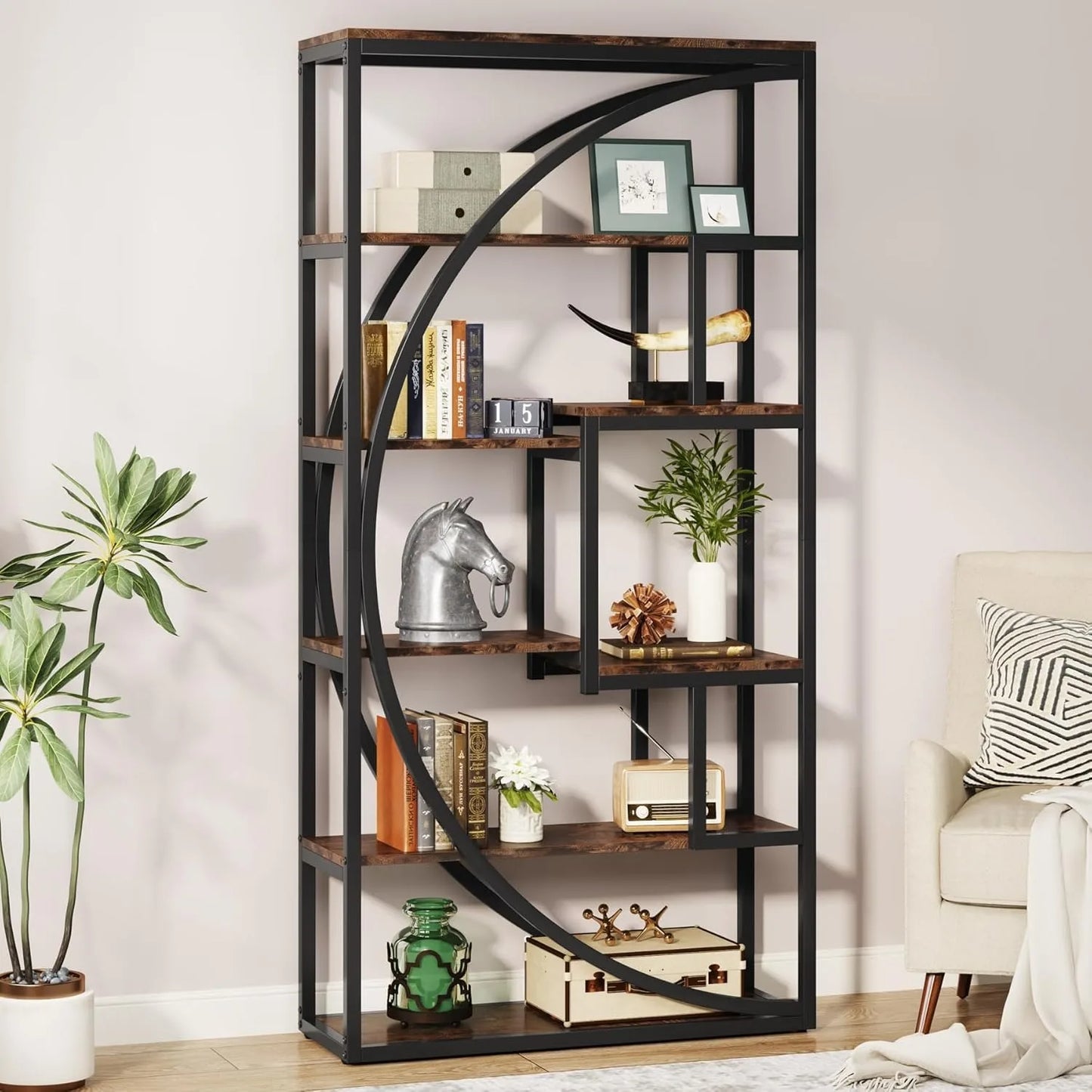 Little Tree Industrial FiveTier Etagere Bookcase Display Shelf