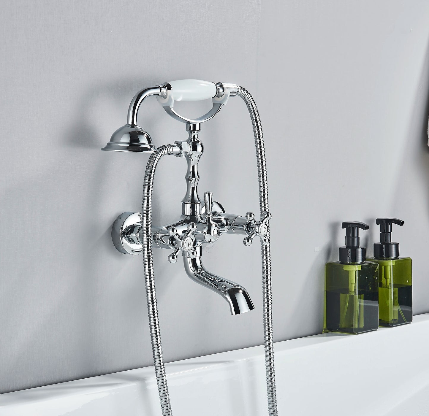 Shinesia Waterfall Bathtub Faucet With Handshower Dual Hot Cold