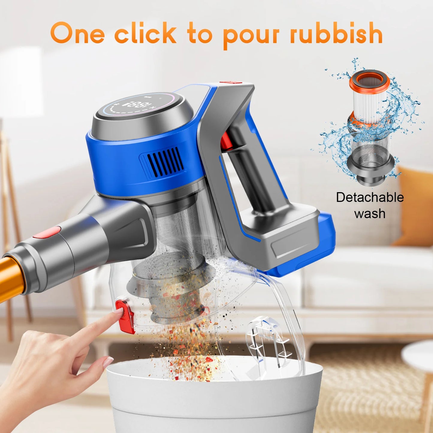 Honki Cordless Wet And Dry Vacuum Cleaner With LED For Pet Hair Carpet