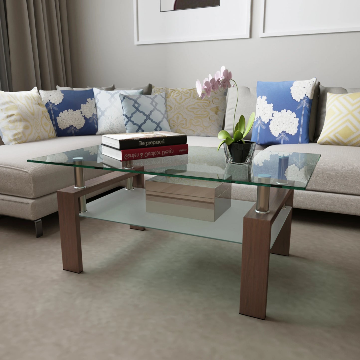 Rectangle Glass Coffee Table Modern Minimalist Table For Living Room
