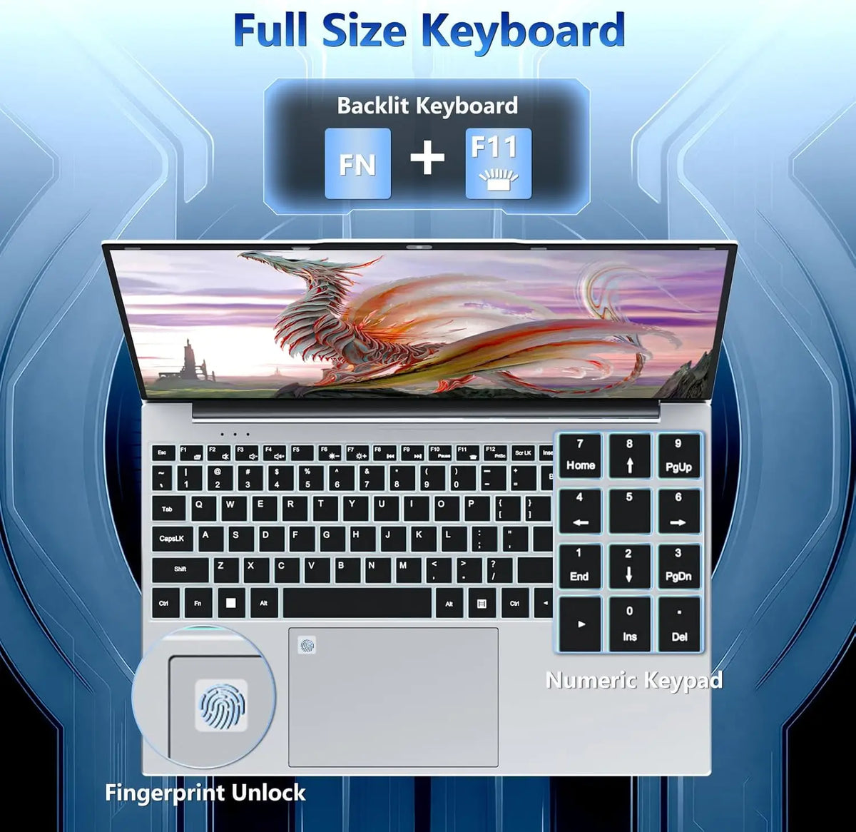 Xiaman 15.6 inch Windows 11 Pro Laptop Computer Intel Core i3 IPS 1080P Notebook PC Office Study Laptops Fingerprint Unlock