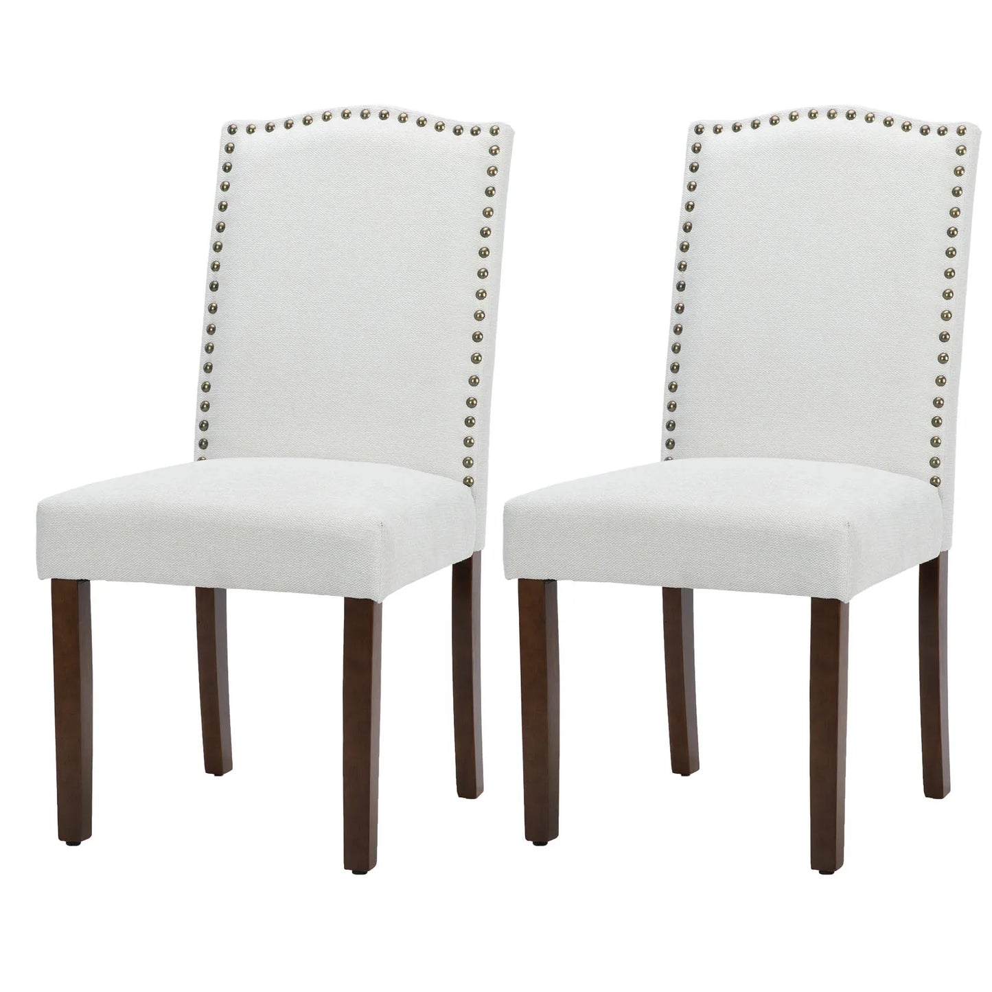 Mcq Set Of 2 Farmhouse Wooden Leg Fabric Dining Chairs