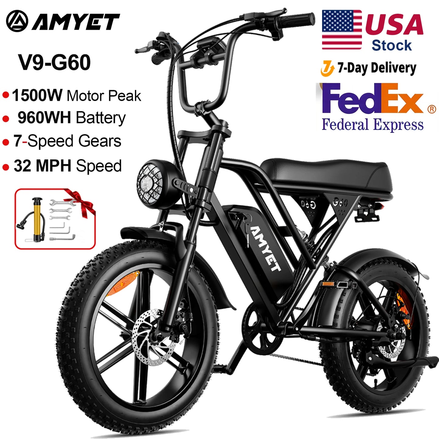 Am yet V9 G60 1000W Adults Electric Bike With 48V Battery