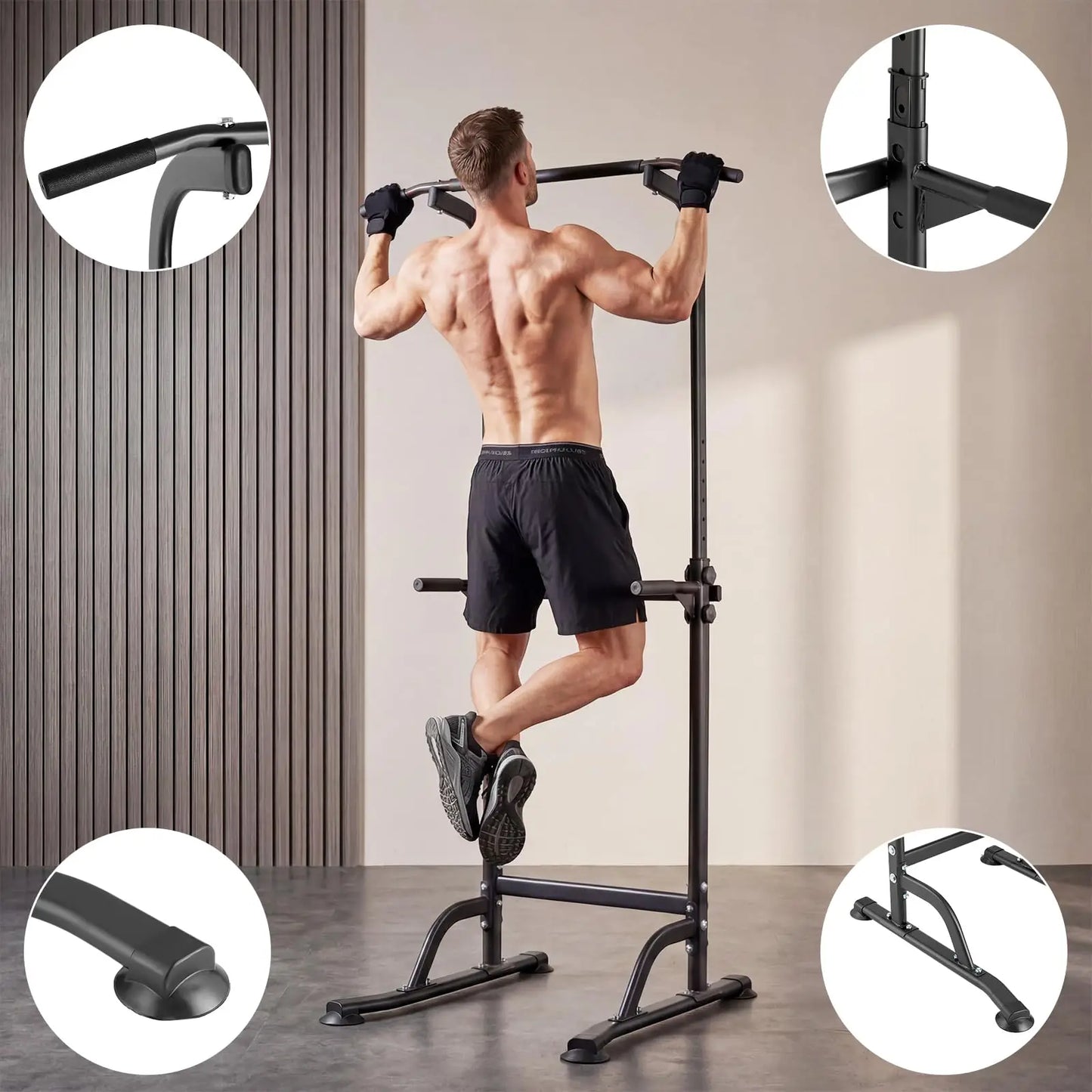HiMISS Multi-Function Power Tower Dip Station With Pull Up Bar