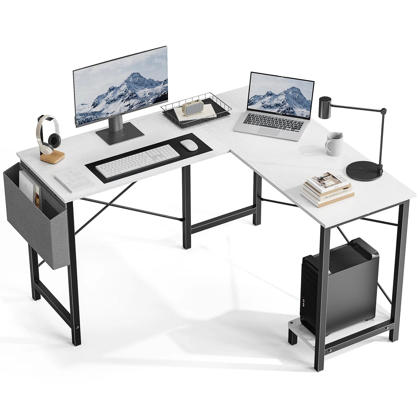 JHK L Shape Computer Desk With CPU Shelf And Storage Bag