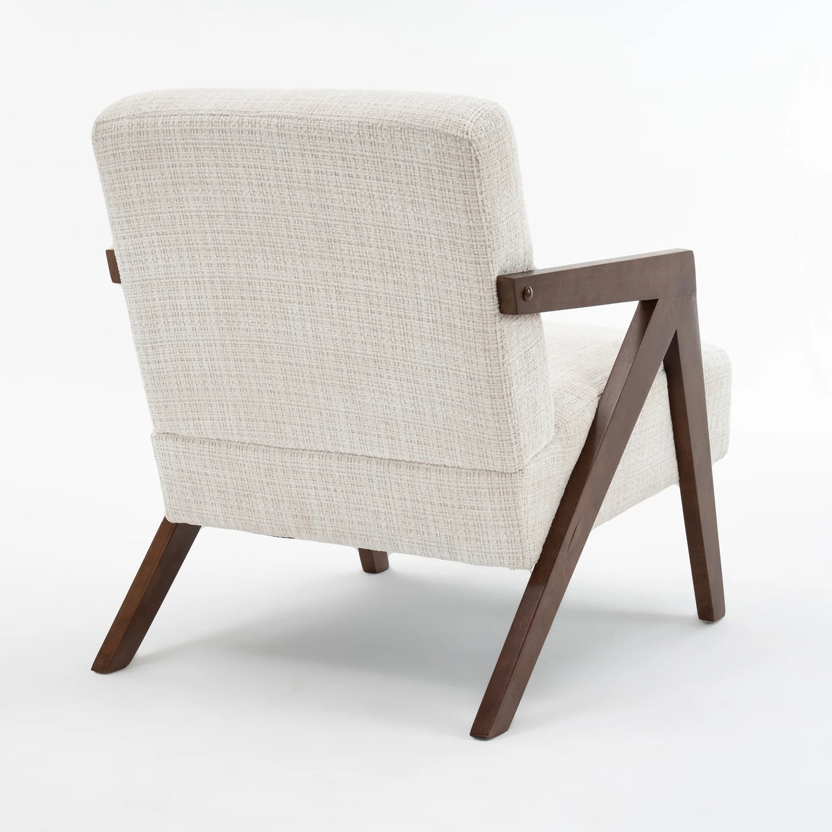 Mid Century Modern Z Shaped Wooden Frame Chenille Armchair