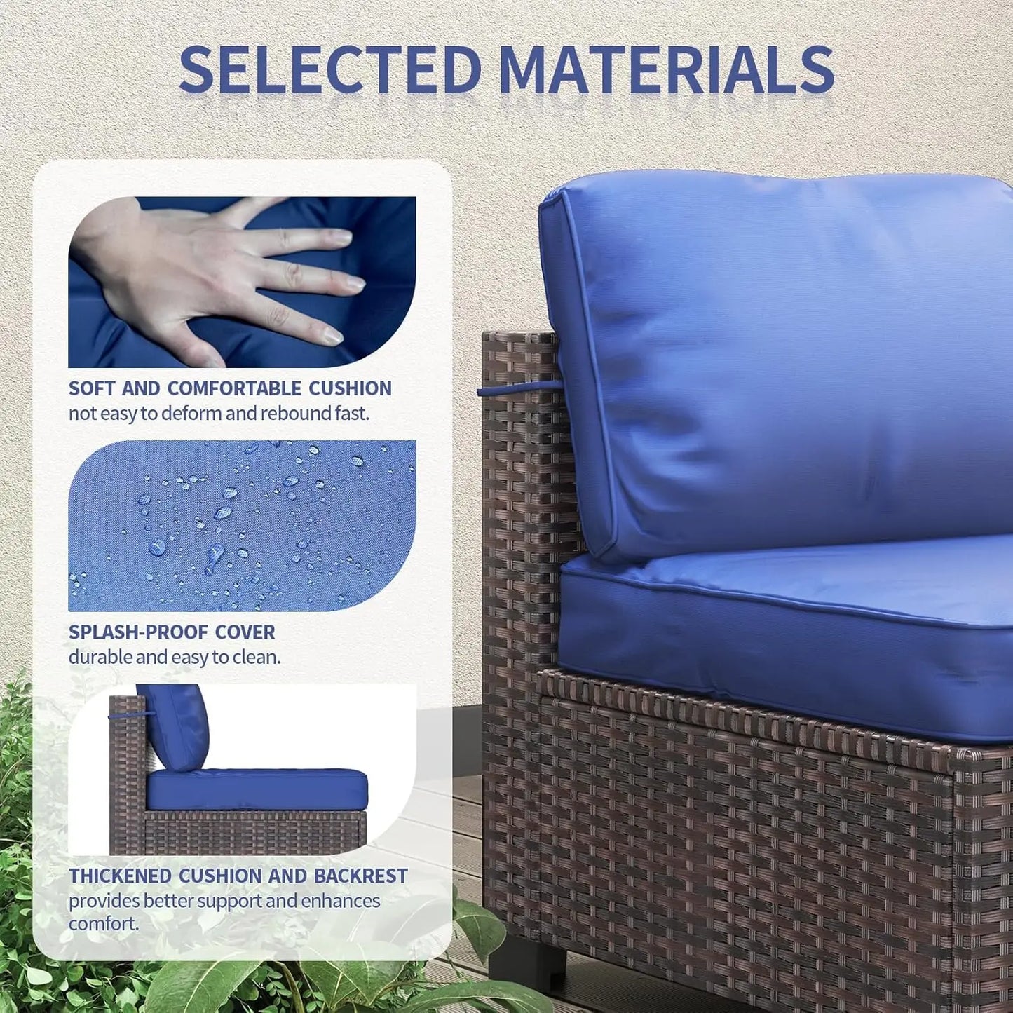 HobbyLane 7 Piece Modular Outdoor Furniture Set PE Rattan Wicker Patio Garden