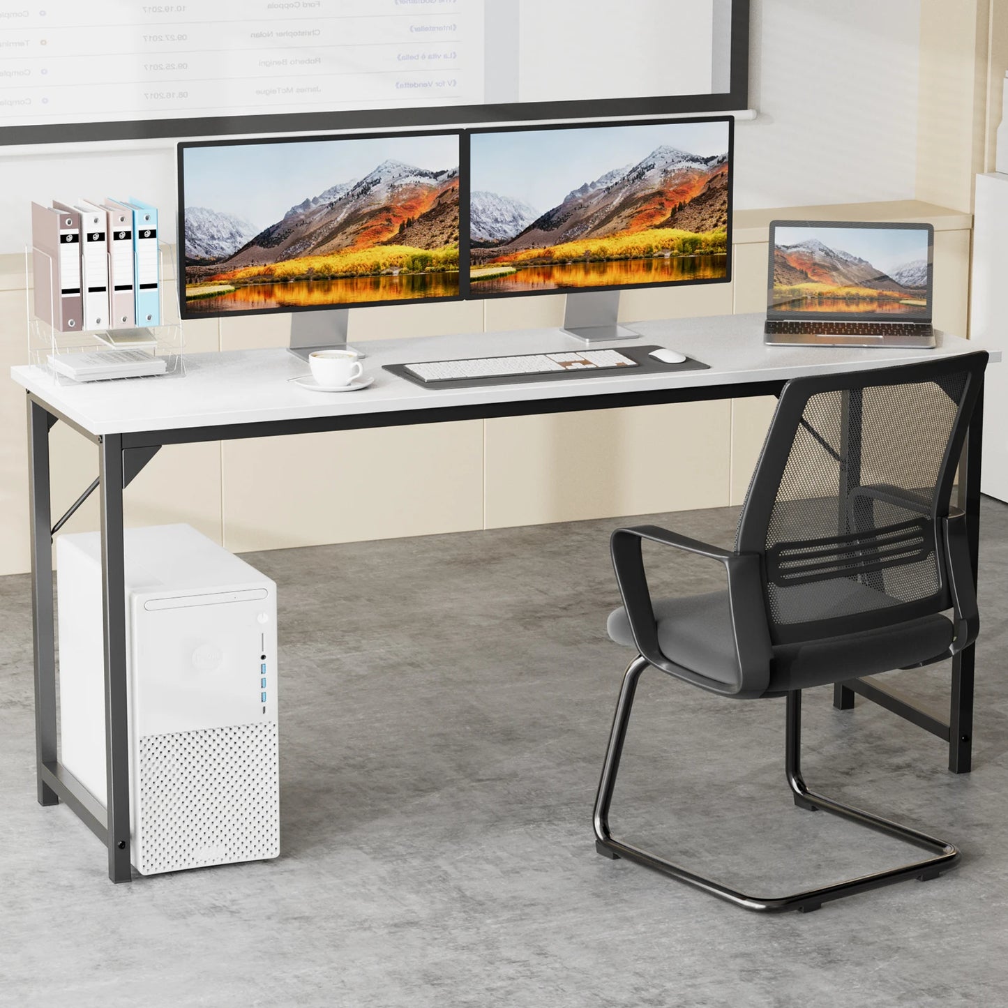 JHK Modern Compact Metal Frame Computer Desk Writing Table
