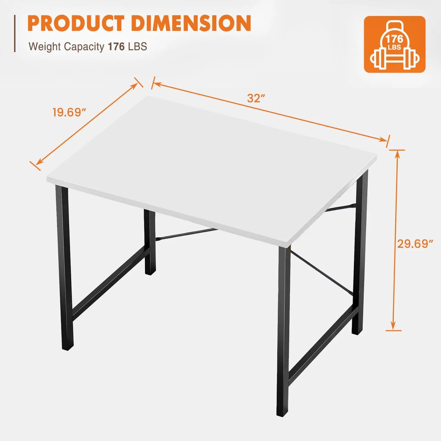 JHK Modern Compact Metal Frame Computer Desk Writing Table