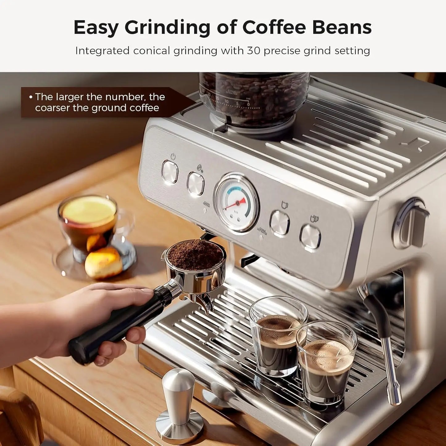 XMSJ 20 Bar Espresso Machine With Grinder And Milk Frother