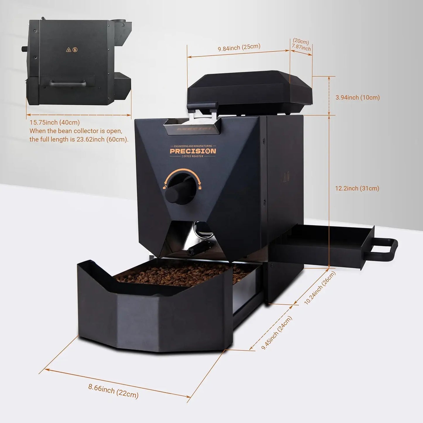 XMSJ Electric Coffee Roaster for Home Automatic Smoke Filter and Chaff Collector