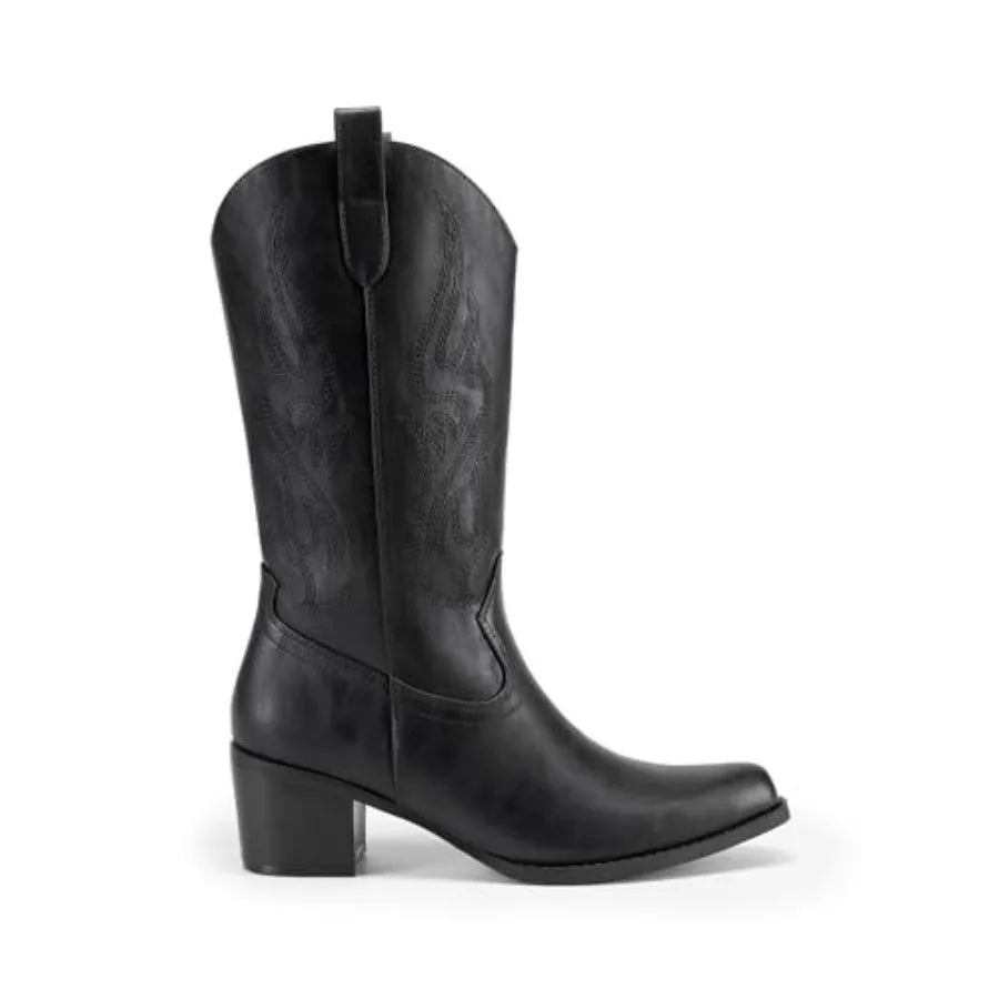 Dream Pairs Women's Square Toe Cowboy Mid Calf Western Boots