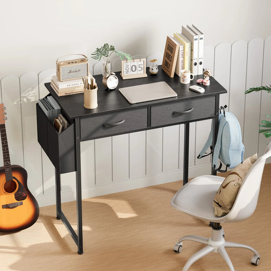 JHK Modern 32 Inch Office Computer Desk With Fabric Storage