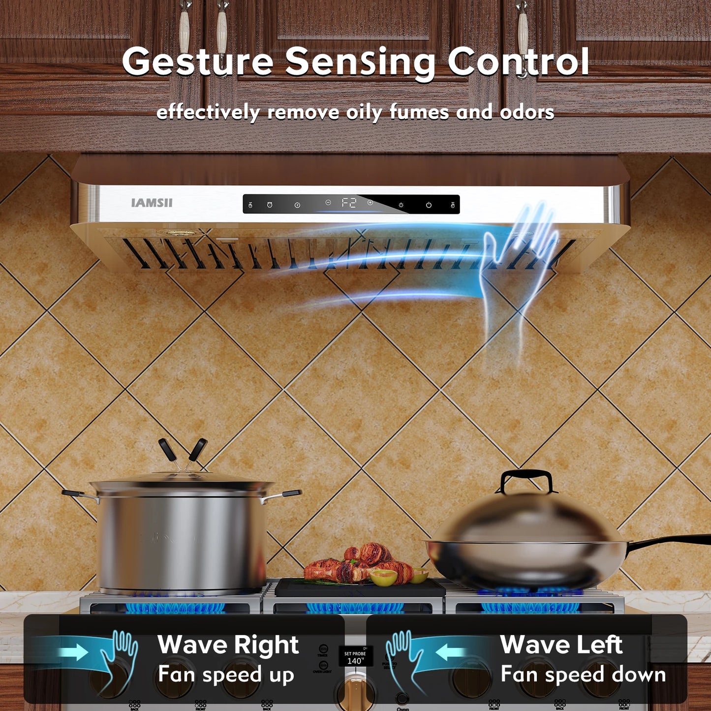 BRANO Under Cabinet Range Hood 900 CFM With Remote Gesture Control