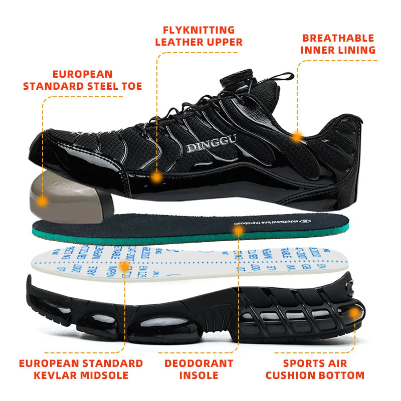 Department Name Puncture Proof Lace Up Work Shoes Steel Toe For Men