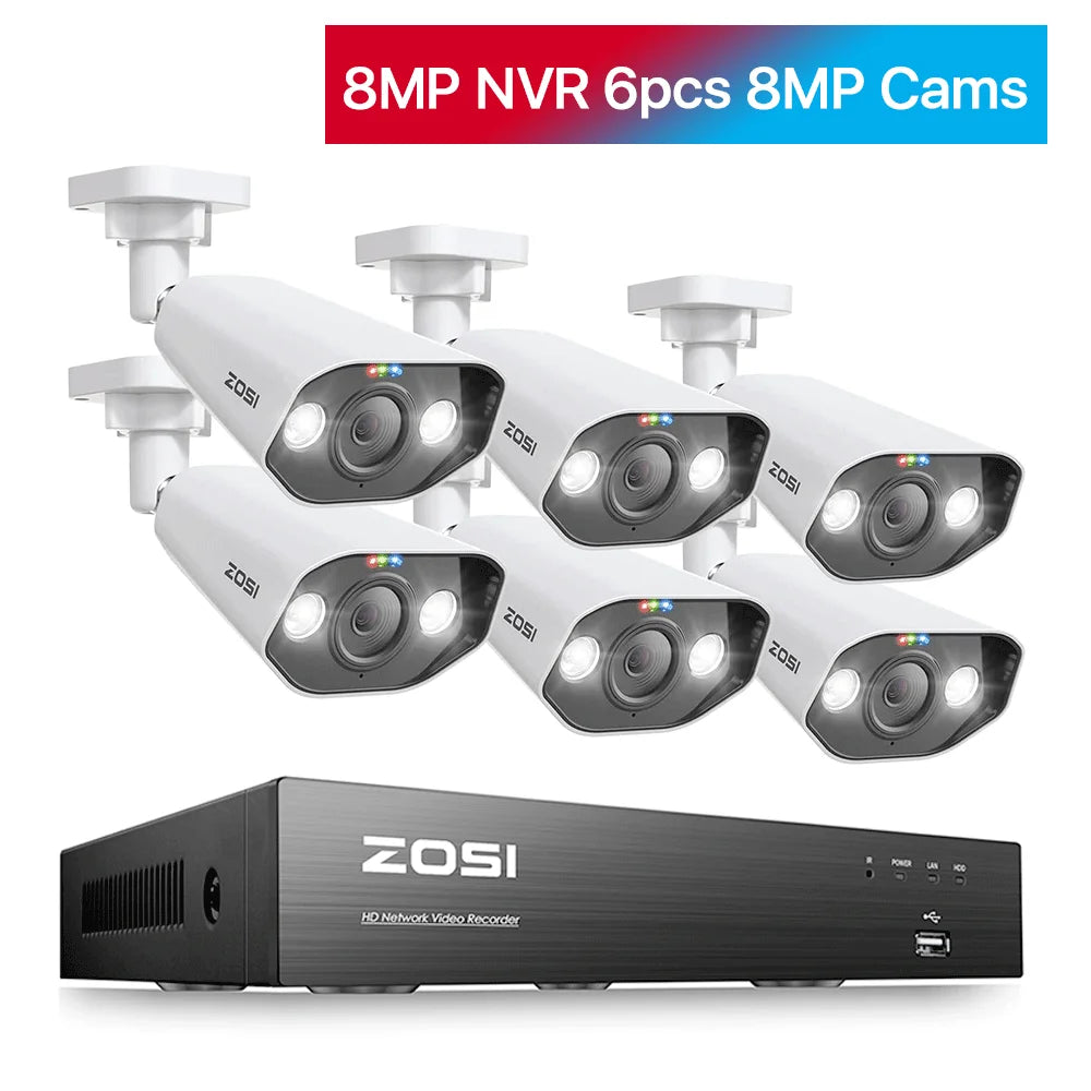 ZOSI 8CH POE Surveillance Kit With 4K AI IP Cameras