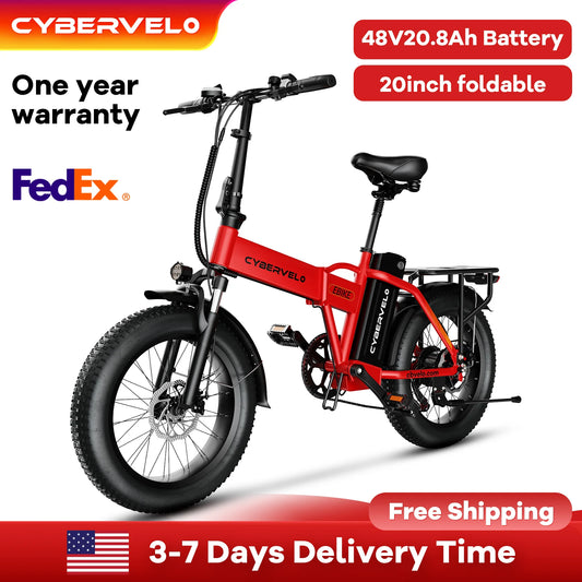Cybervelo Foldable 1000w Peak Electric Bike With Fat Tires