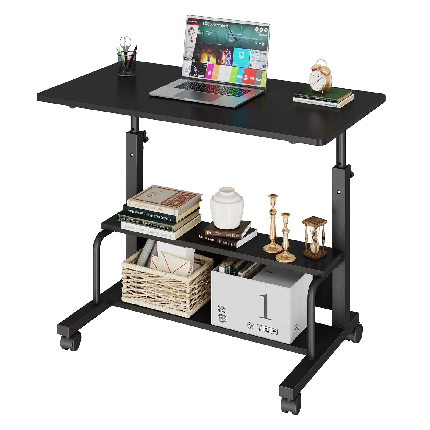 Jhk 31 Inch Adjustable Mobile Standing Computer Desk