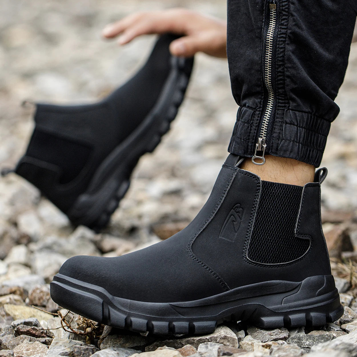 Waterproof Men's Work Safety Boots With Steel Toe Cap