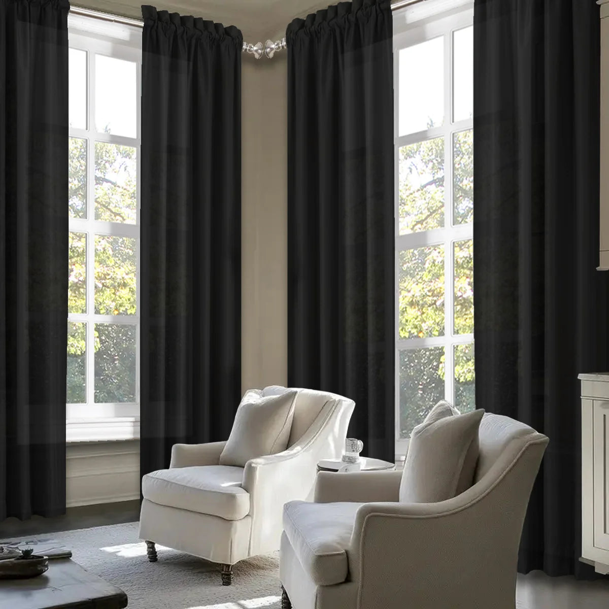Sabalanica Light Filtering Polyester Curtains Rod Pocket Set