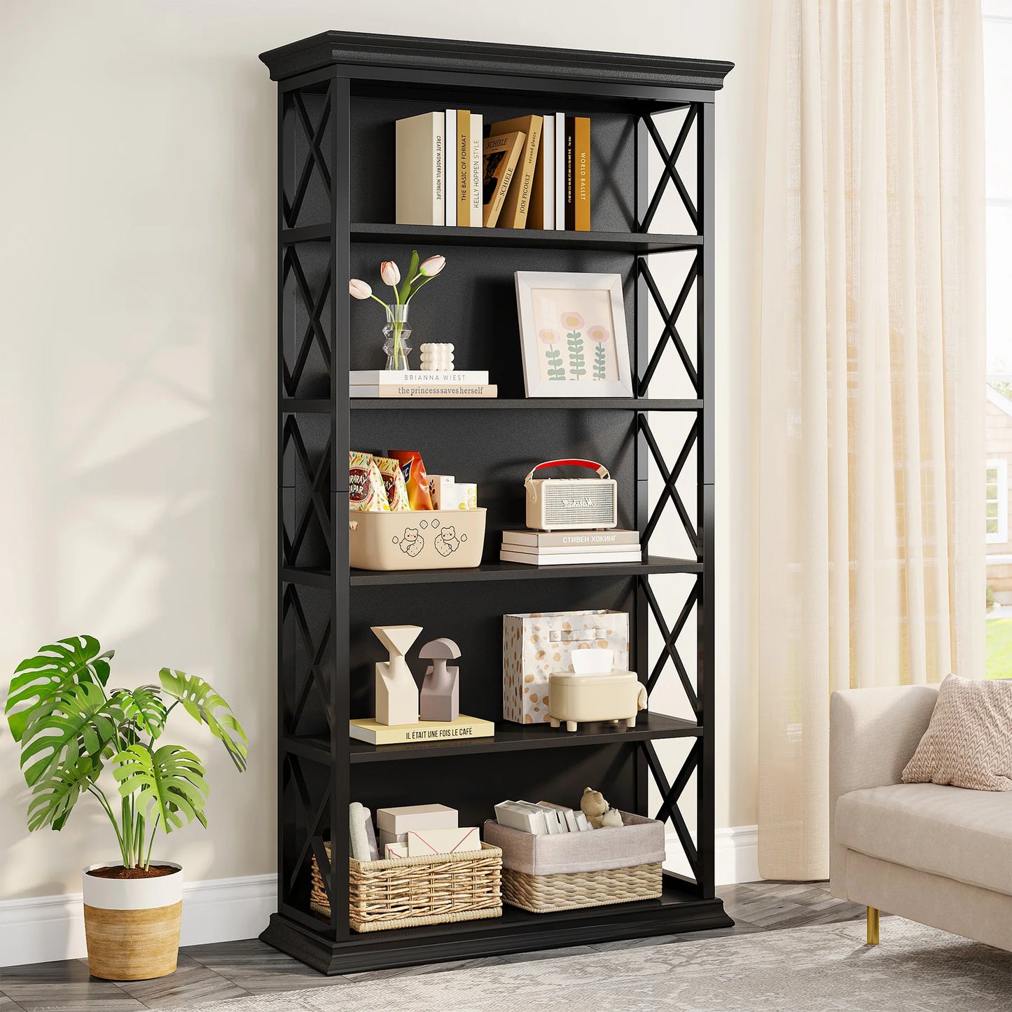 Tribesigns Industrial Bookcase Five-Shelf Floor Standing