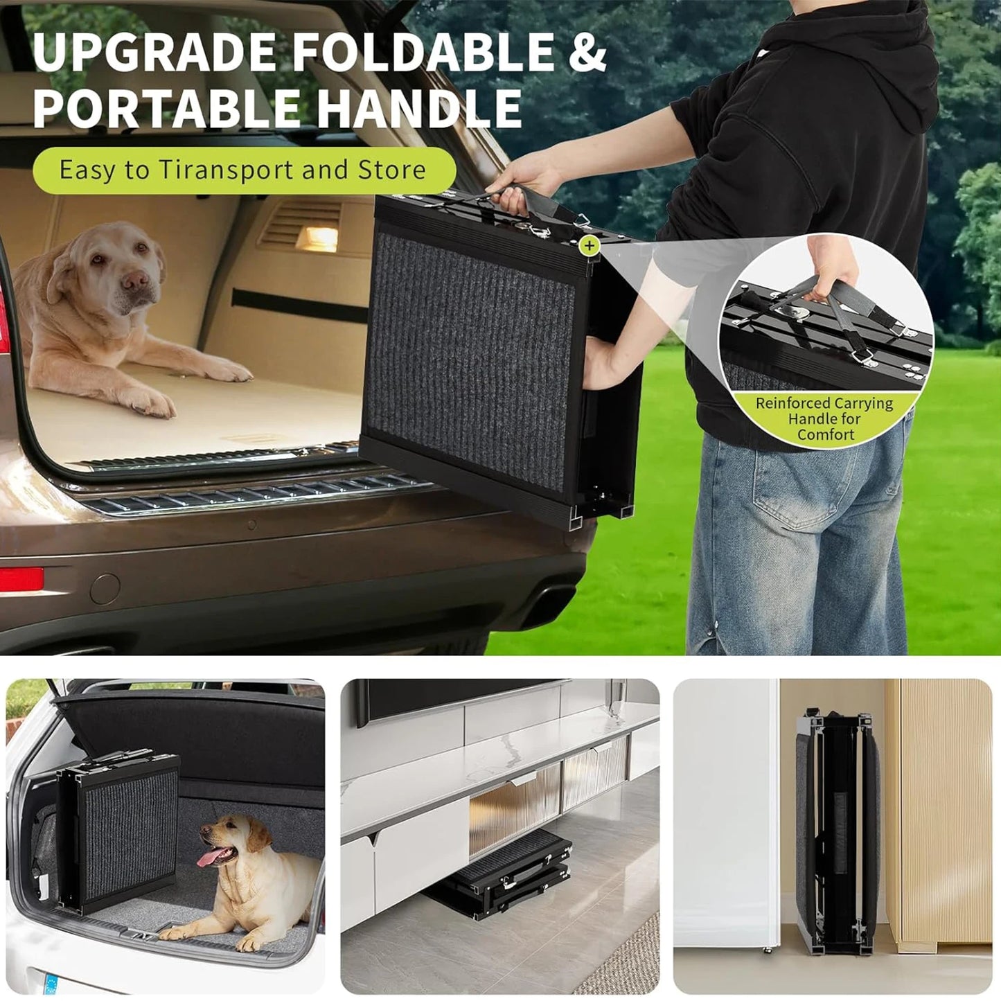 HiMISS Upgraded Car Ramp For Dogs Folding Non-Slip Pet Ramp