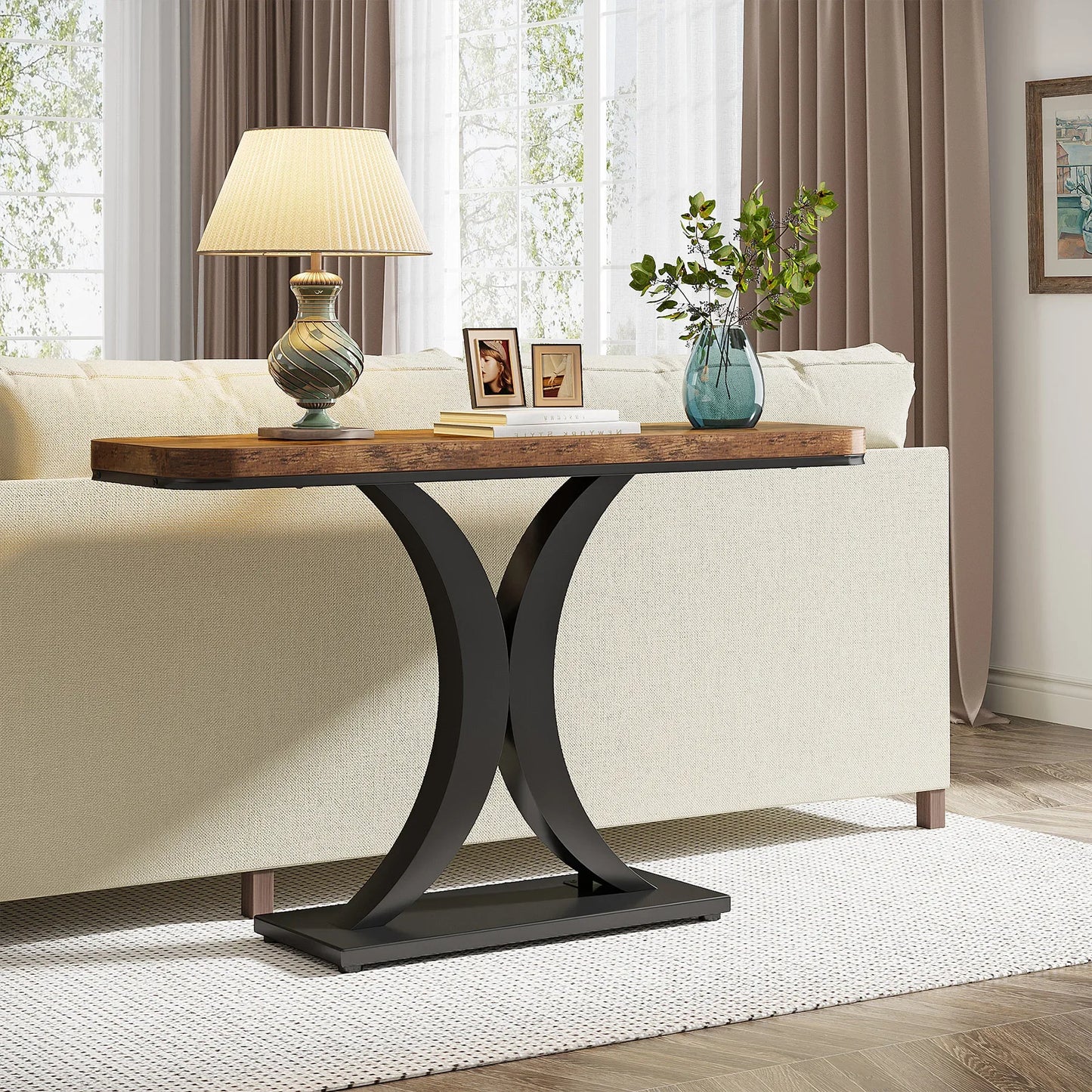 Tribesigns Industrial Console Table With Geometric Base