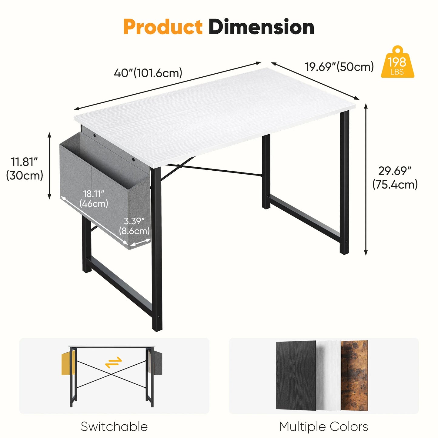 JHK 55 Inch Computer Office Desk With Storage Bag