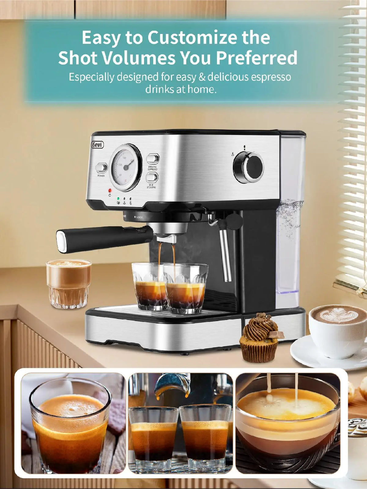 Professional 15 Bar Espresso Machine With Milk Foaming Steam Wand