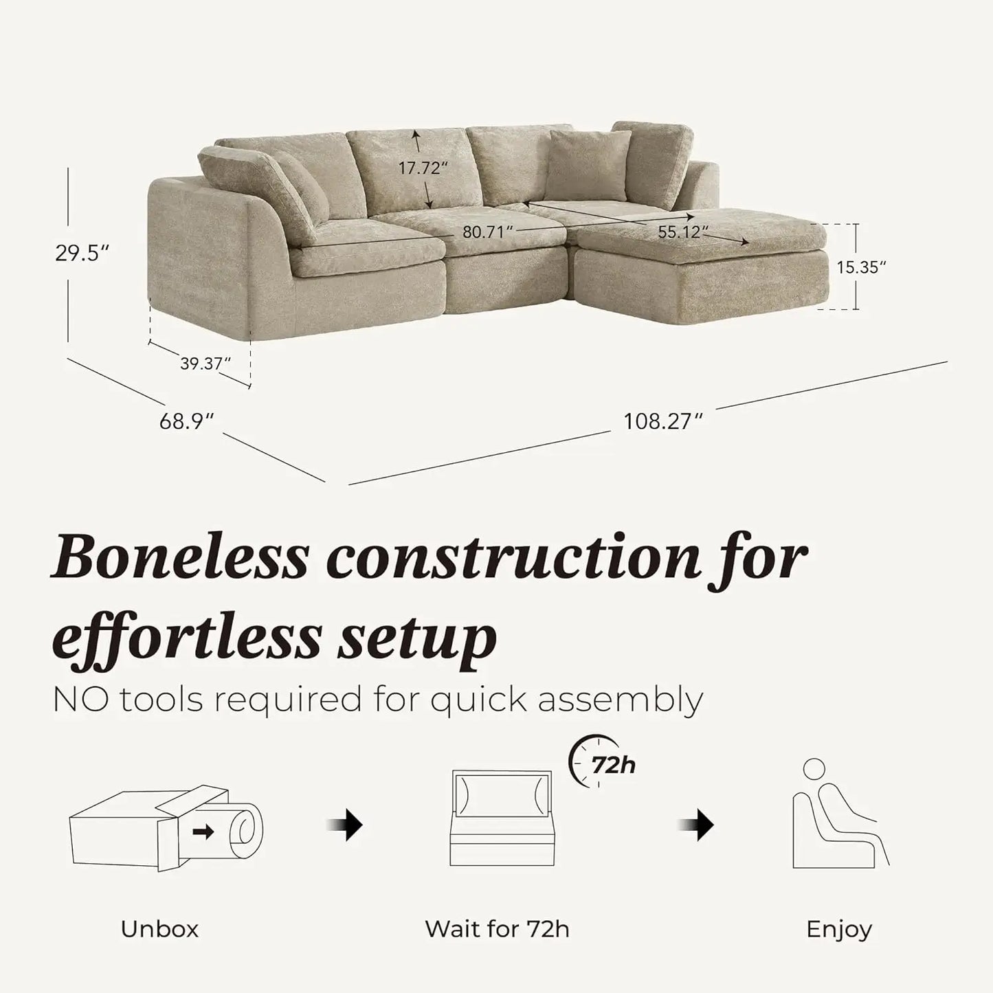 Modular Sectional Sofa With Ottoman L Shape Living Room Furniture