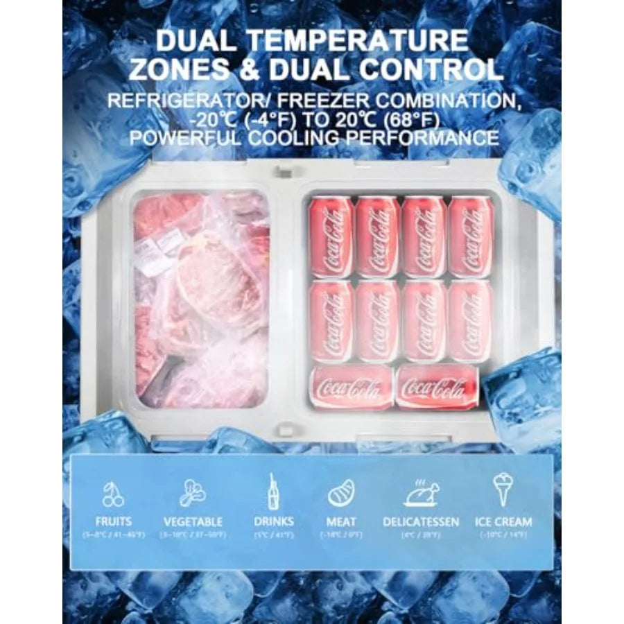Vehicle Camping Electric Cooler Dual Zone 12V Refrigerator