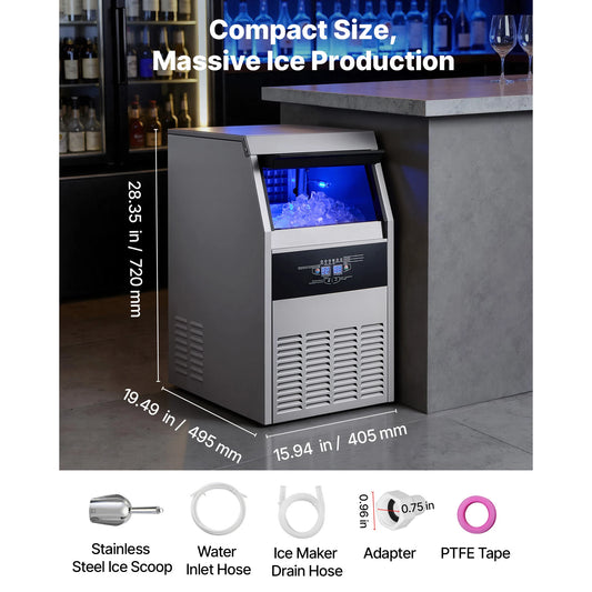 SucceBuy Commercial Ice Maker Machine 80lbs To 440lbs 24 Hours Stainless Steel