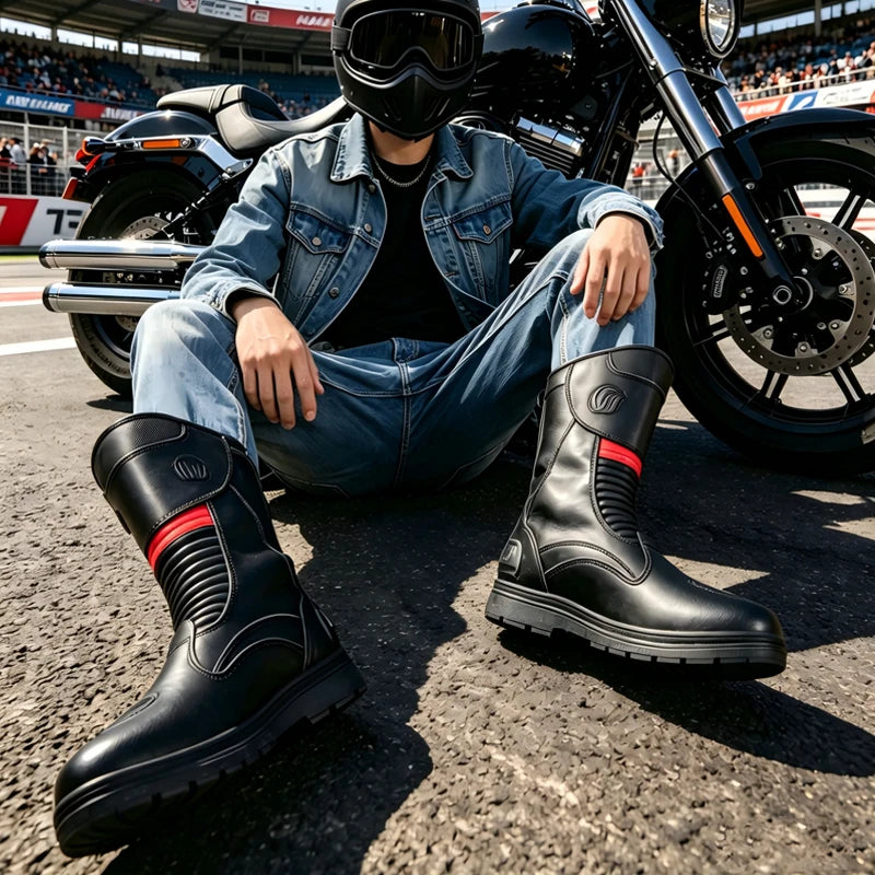 Leather Off Road Motorcycle Boots With Ankle Protection