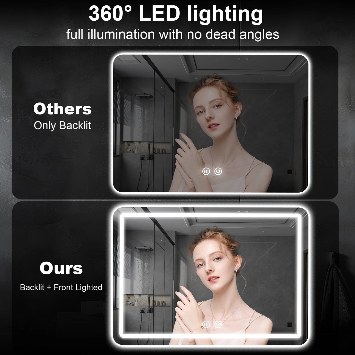 MYGIIVOVO Fogless LED Bathroom Mirror With Backlit Demister