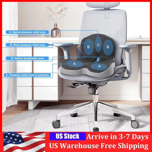 Memory Foam Seat Cushion and Backrest Pillow for Office Chair