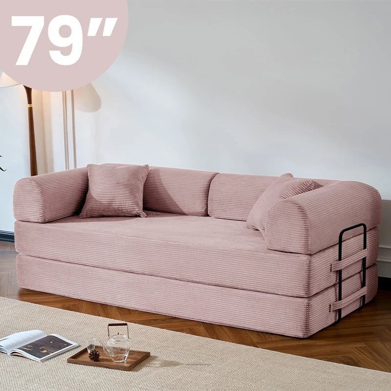 Modern Corduroy Folding Convertible Sofa Bed Sleeper