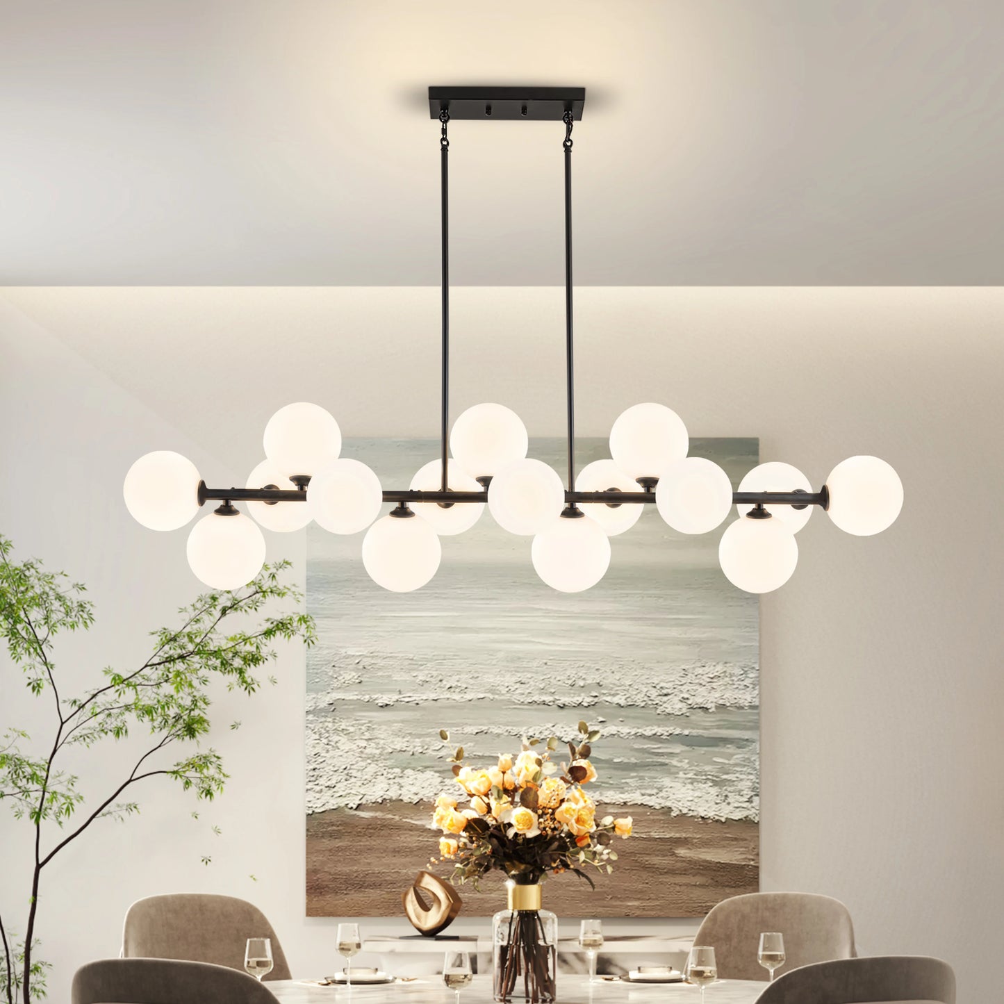Mid Century Modern Sputnik Chandelier For Dining And Kitchen Island Lighting