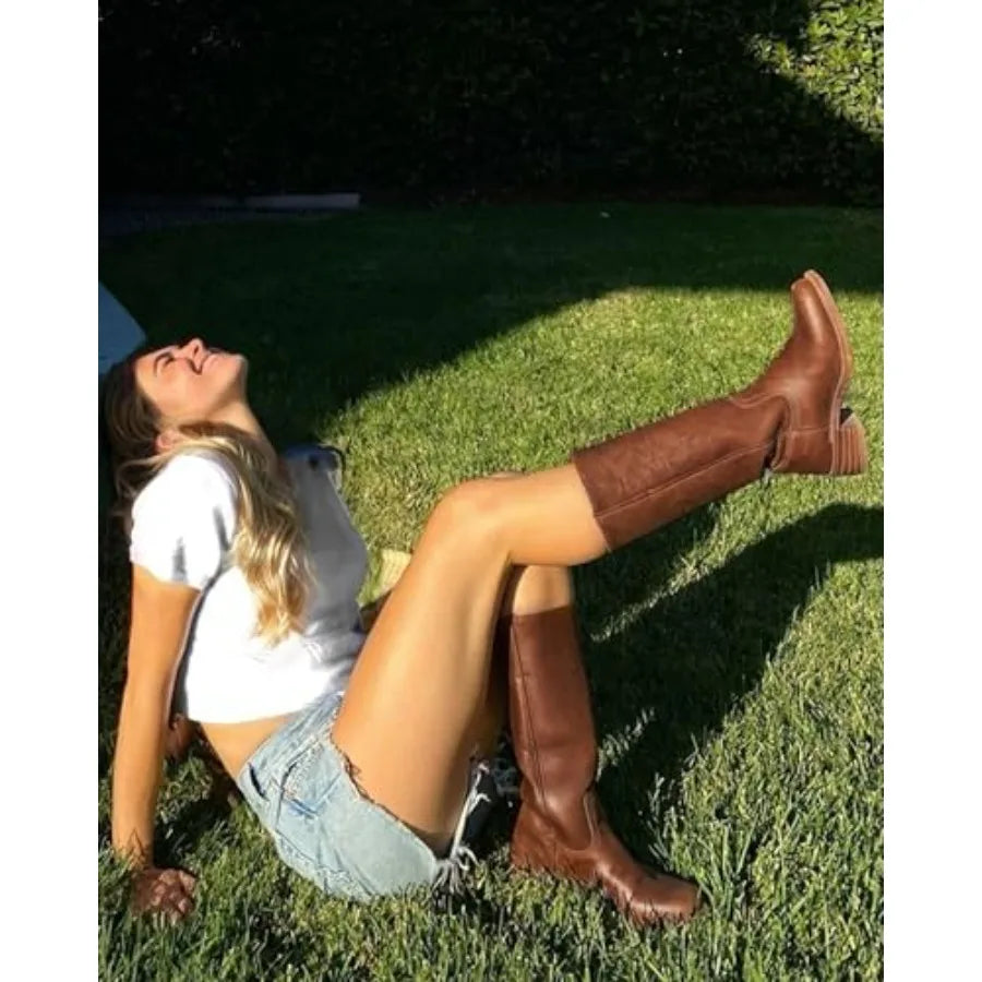 MUCCCUTE Campus Knee High Boots For Women Wide Calf