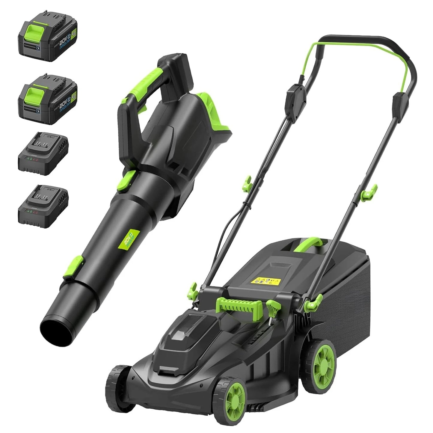 40V Cordless Lawn Mower And Trimmer Combo With Dual Chargers