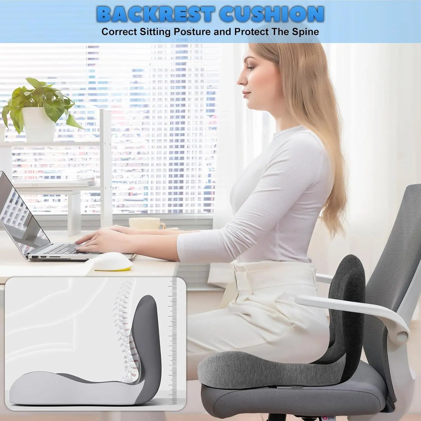 Memory Foam Seat Cushion and Backrest Pillow for Office Chair
