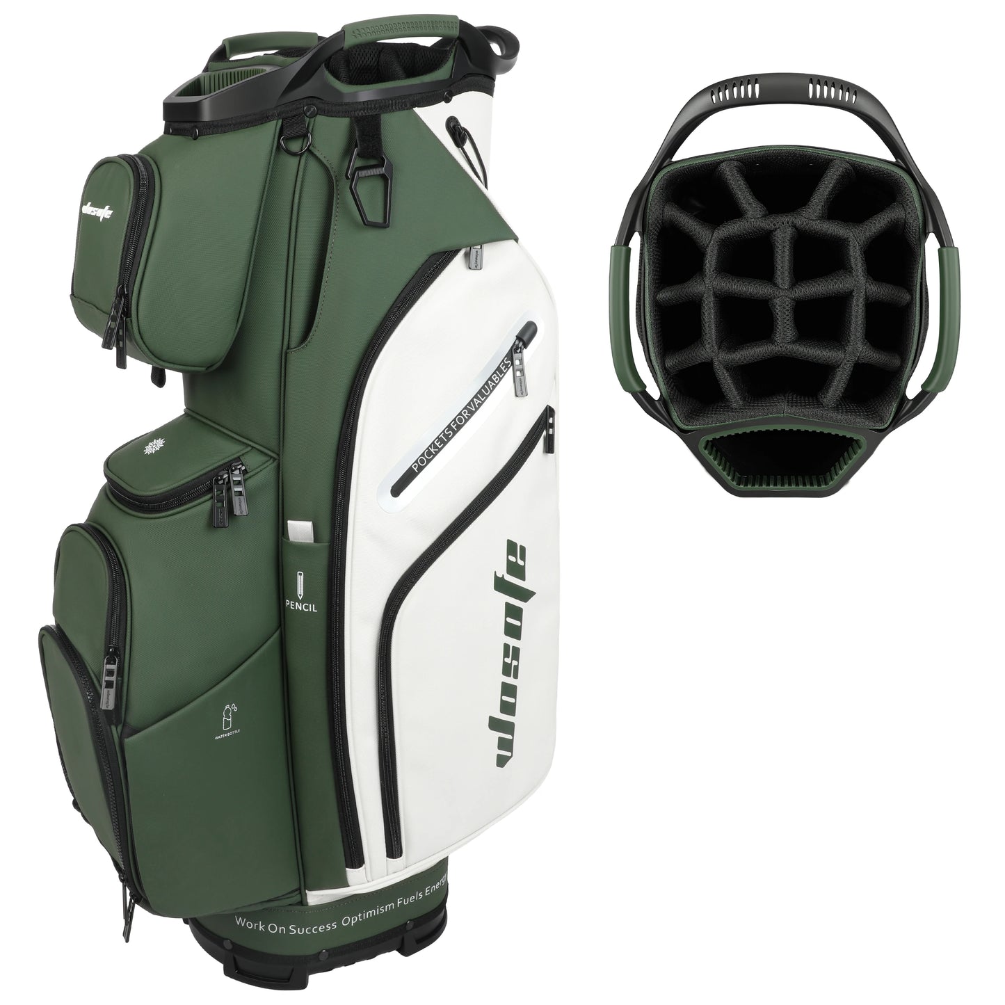 PU Leather Lightweight Men Women Blue White Black Green Golf Bag,Multiple 10 Pockets 14-Way Dividers Cooler Pouch Golf Cart Bag