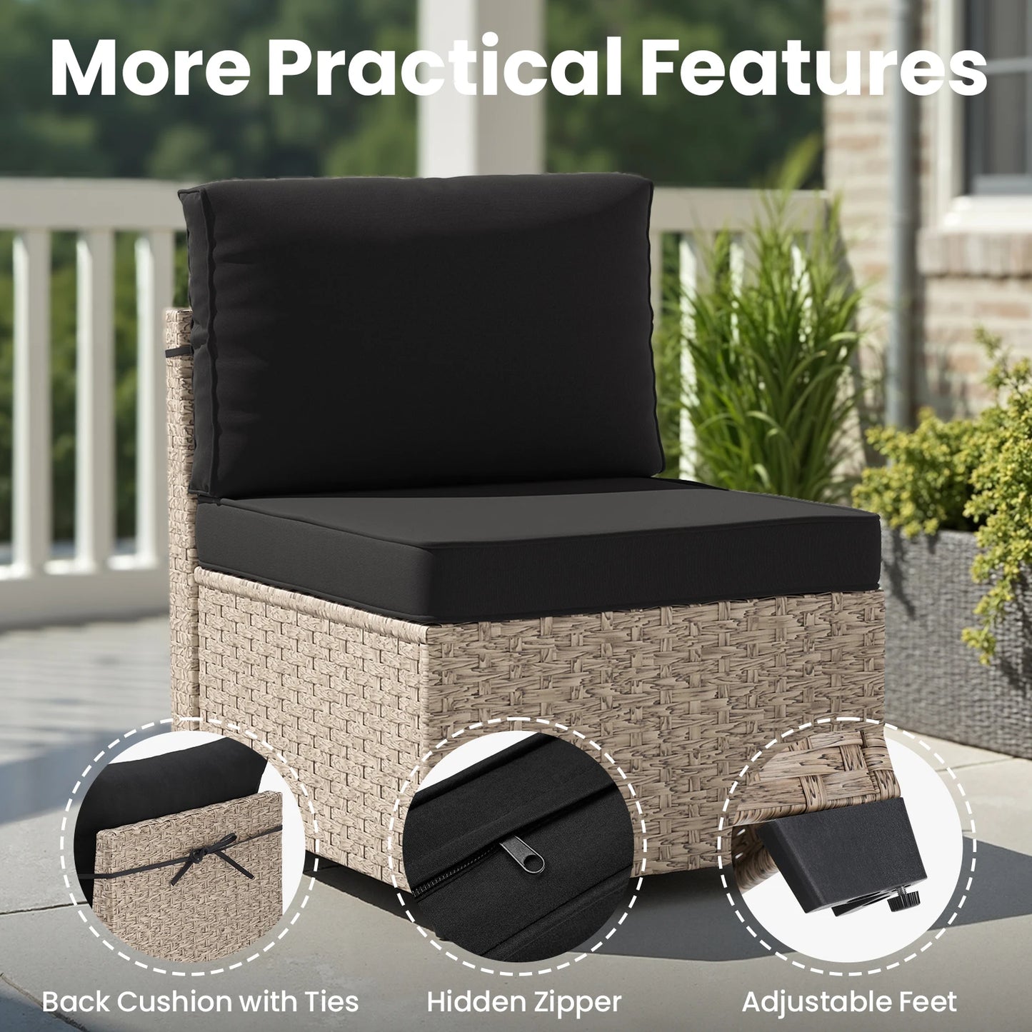 Outdoor Rattan Patio Set With Tempered Glass Table All Weather