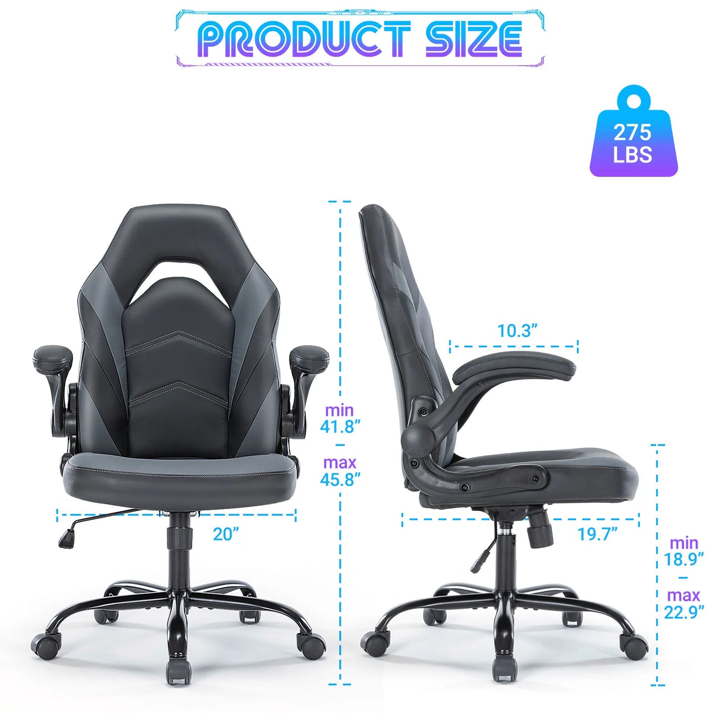 JHK Ergonomic Office Gaming Chair With Flip-Up Armrest