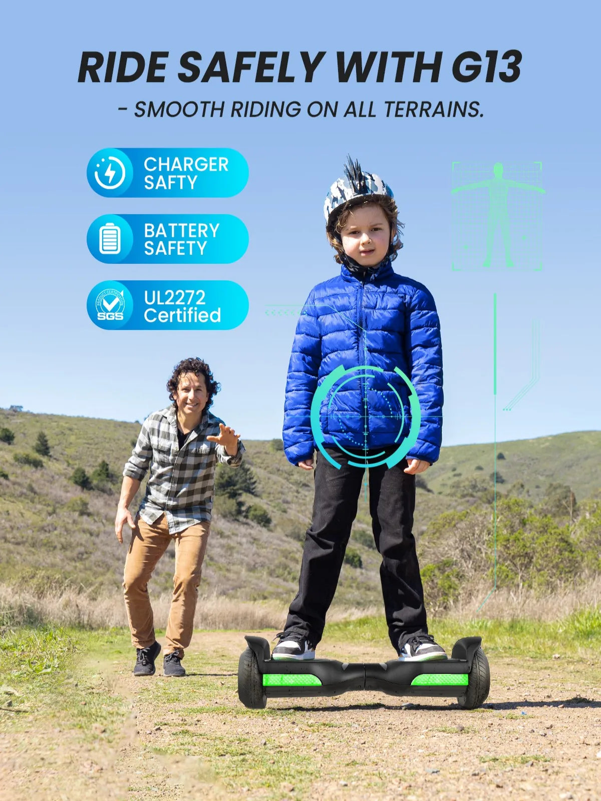 GYROOR Kids Self Balancing Hoverboard All Terrain LED Lights Bluetooth Speaker