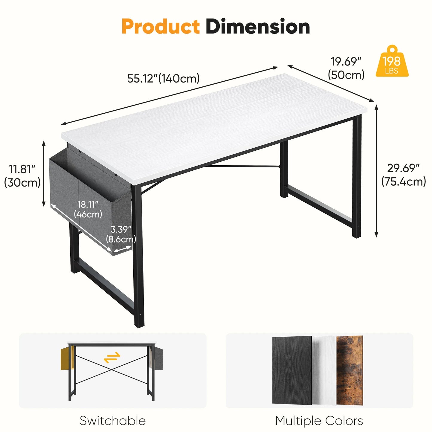JHK 55 Inch Computer Office Desk With Storage Bag